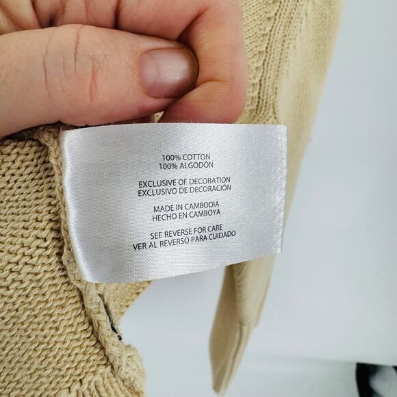 GAP Oversized Cotton Sweater Beige Ribbed Crewneck Side Slits Pullover Size XXL - Picture 7 of 10